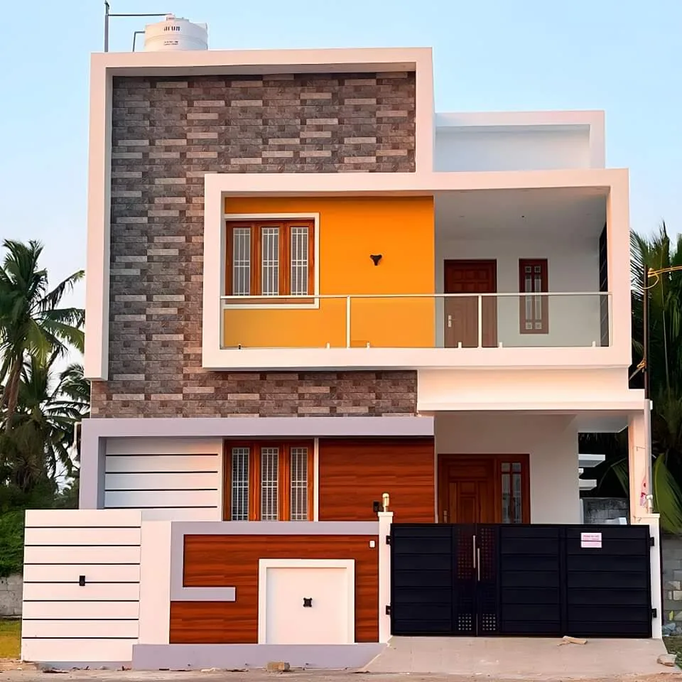 Stone Cladding Residence with Glass Balcony